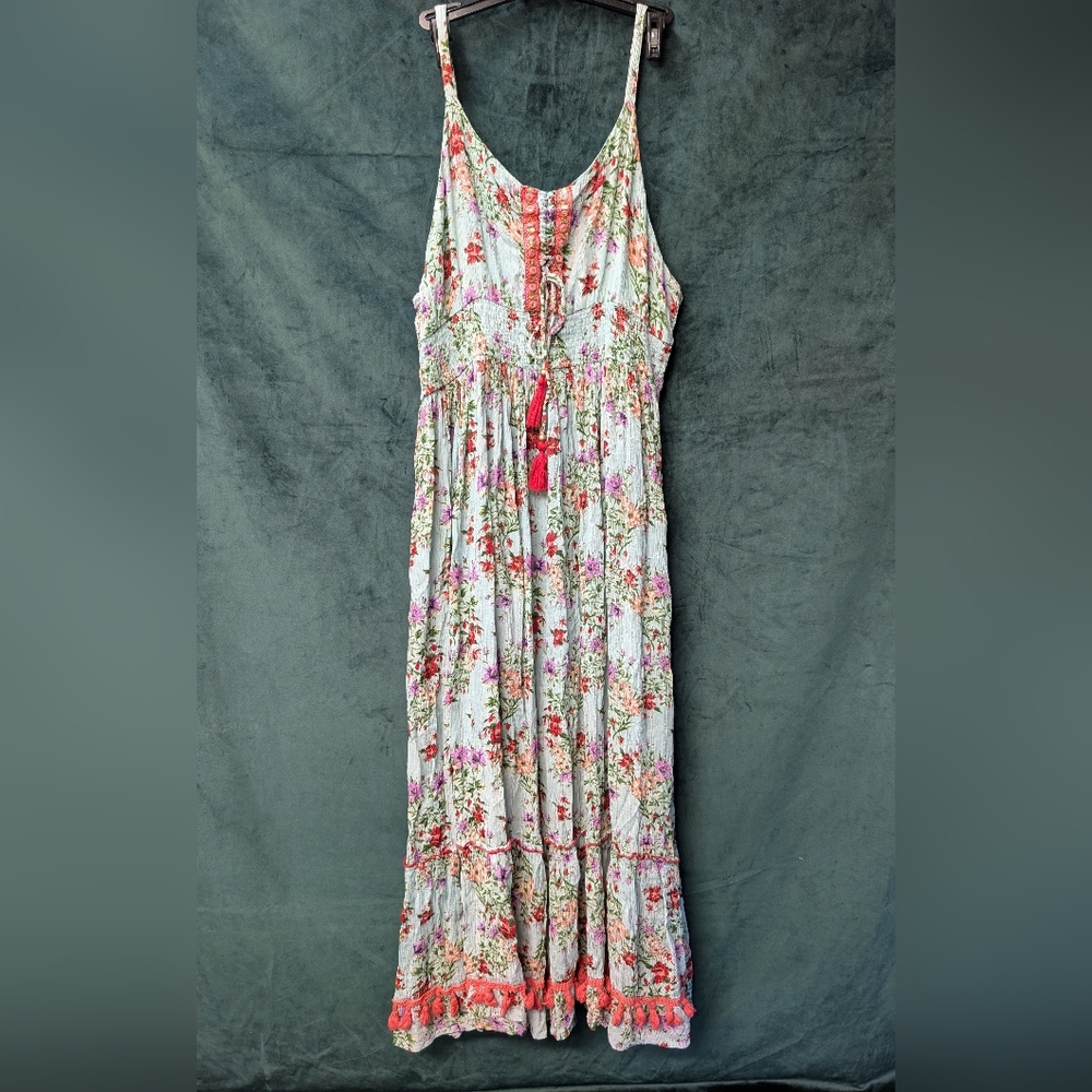 Sparkle Thread &  Floral Print Maxi Dress
